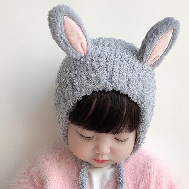 Cute Cap Autumn Winter Kids Newborn Baby Cap Knitted Warm Crochet Rabbit Ear Beanie Unisex Baby for 5 months to 3 Years