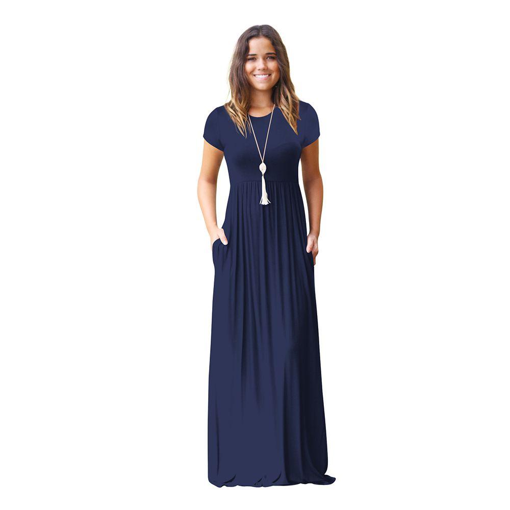 Elegant Women Boho Short Sleeve Solid Evening Party Maxi Dress Plus Size Delight