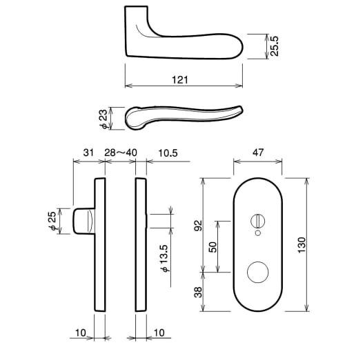 Kawaguchi Giken Door Knob, Interior Lock, AL Series, Boxed, Satin Gold, AL-32-4K13-SG