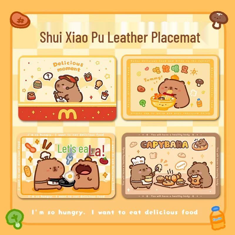 

Милые мультяшные кожаные подставки: Маслостойкий, Водонепроницаемый, Термостойкий, Протираемый. Защита стола без мытья.