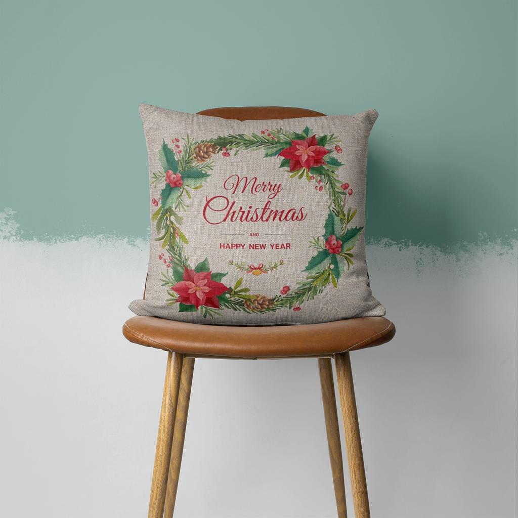Christmas Cushion Cover Merry Christmas Decorations For Home Xmas Elk Noel Cristmas Ornaments New Year Gifts