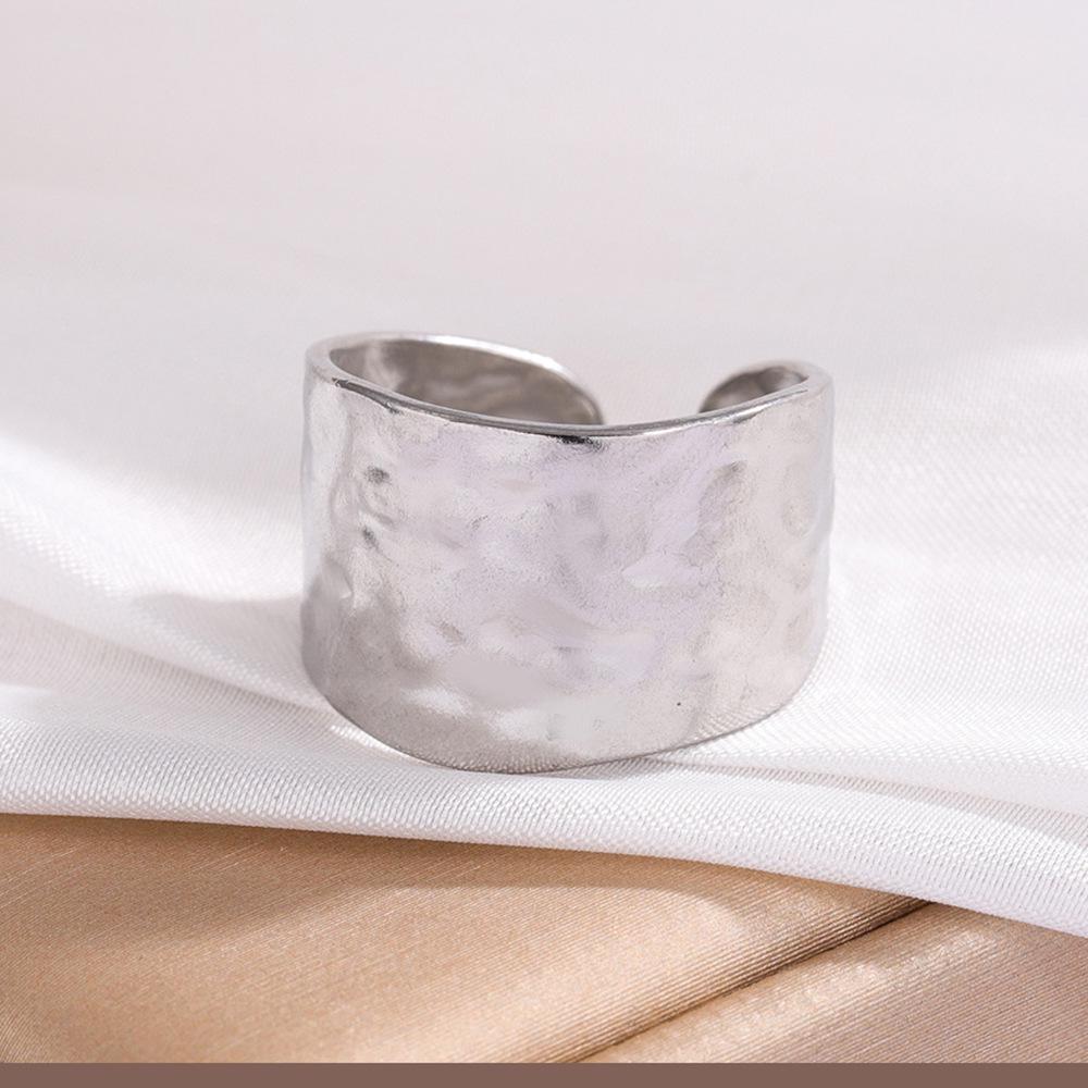 European & American Style Adjustable Textured Titanium Steel Wide Band Ring