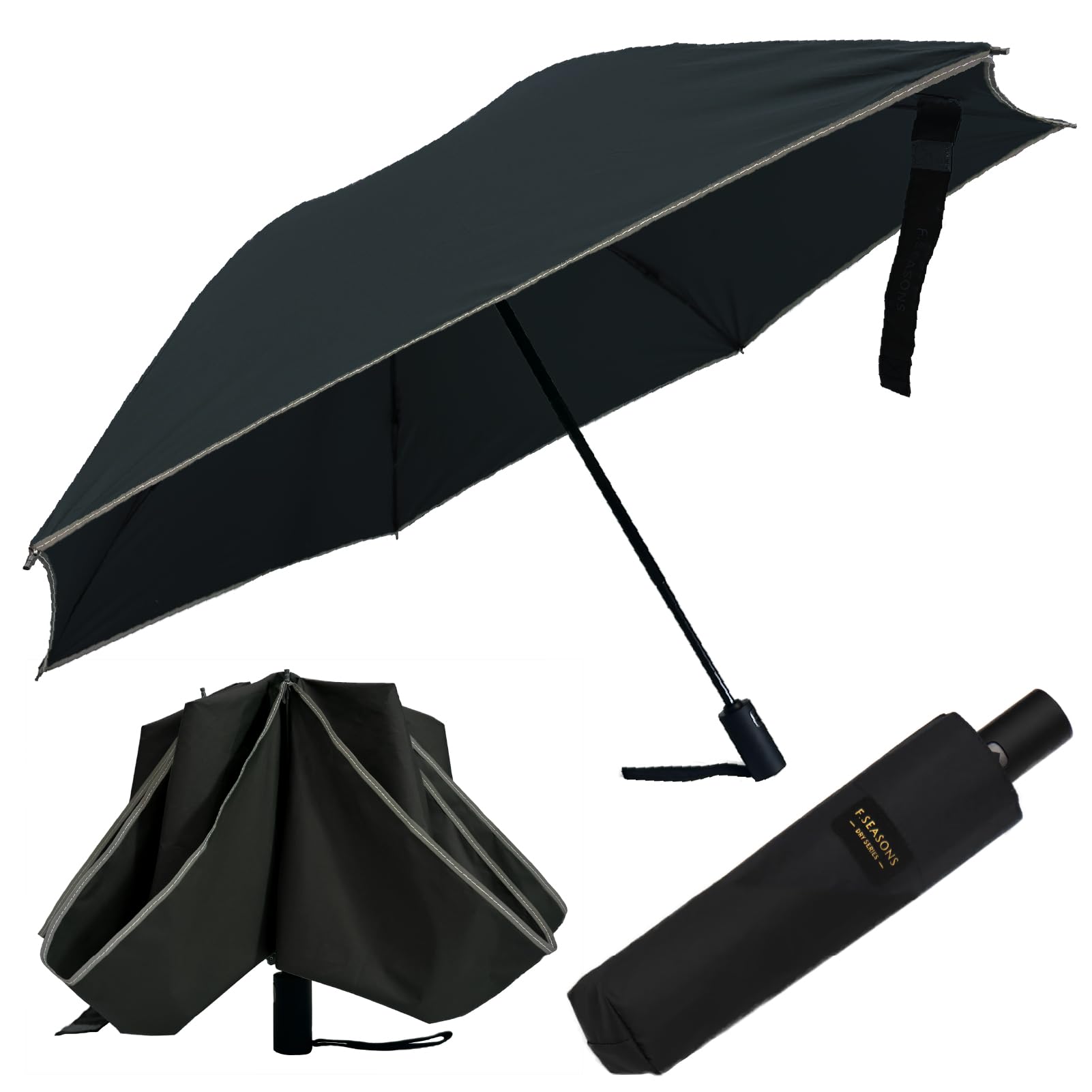 

Автоматический складной зонт с обратным складыванием, легкий складной зонт с обратным складыванием, УФ-защита как для солнечной, так и для дождливой погоды, вода для мужчин и зонт HX02, зонт, чёрный