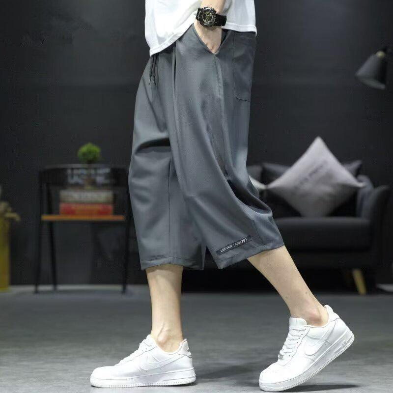 Men's 2024 Trendy Quick-Dry Beach Pants - Large Size, Straight, Seven-Point Length