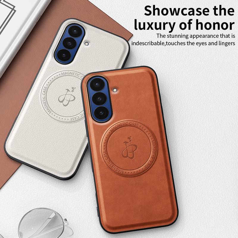 Samsung Z Fold7 Magnetic Leather Case: Anti-Drop, Invisible Stand