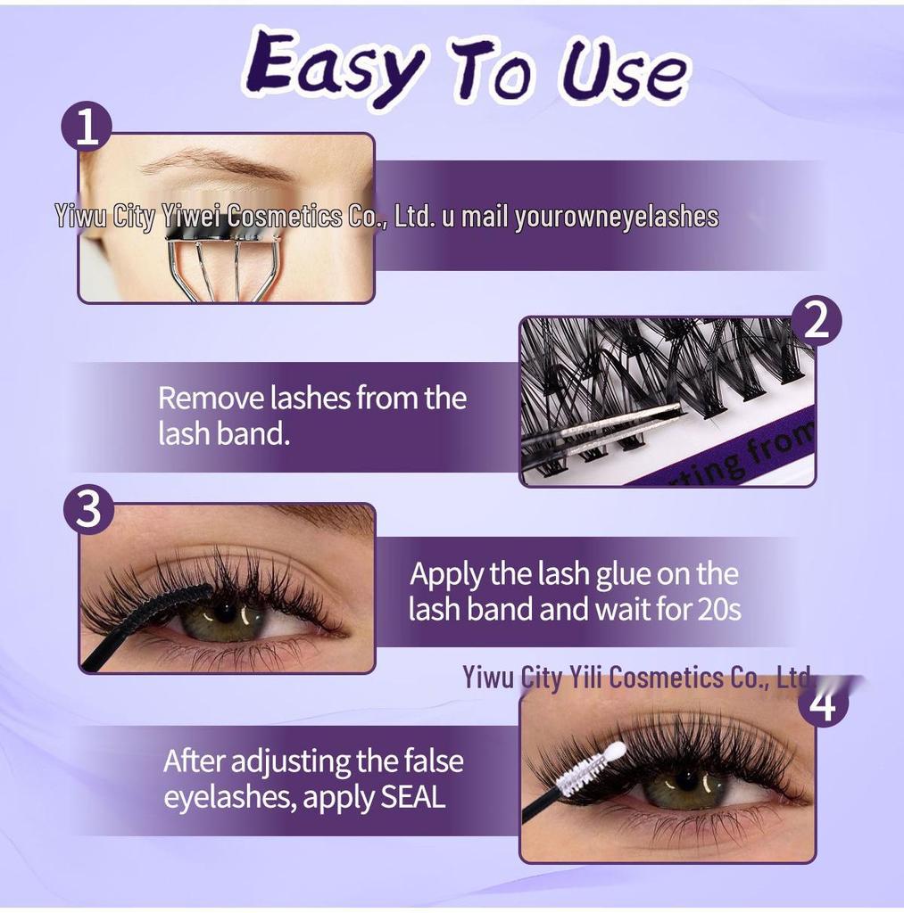 Natural 760 Cluster False Eyelashes - Curved Segmented & Self-Adhesive Individual Lashes