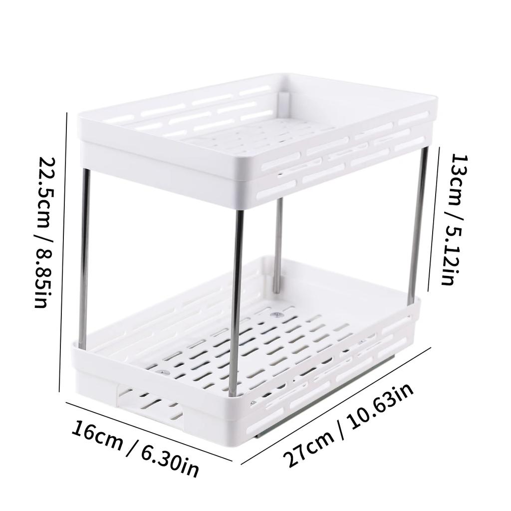2 Tier Seasoning Bottle Sliding Storage Rack Cabinet Multipurpose Drawer Organizer Shelf Plastic Kitchenware Spice Rack