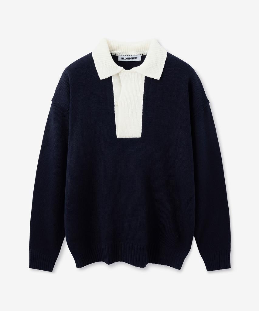BLOND9 Wide Polo Knit_Navy