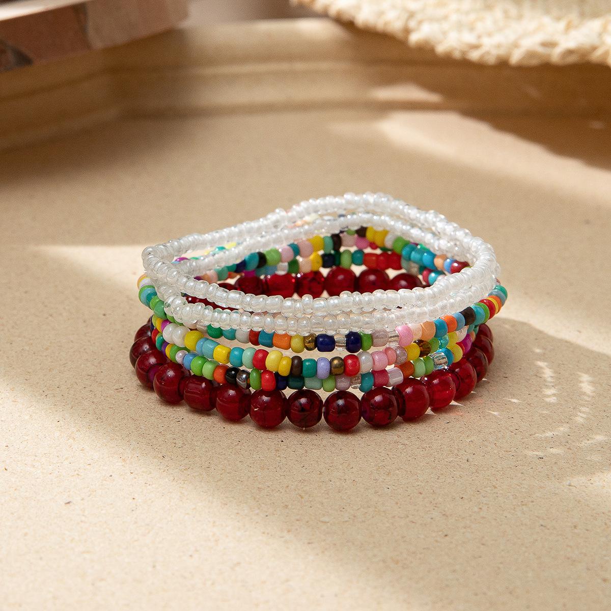 

Bohemian Bead Bracelet Instagram-inspired Niche-style Colour-blocked Stacking Bracelet Set mizhu