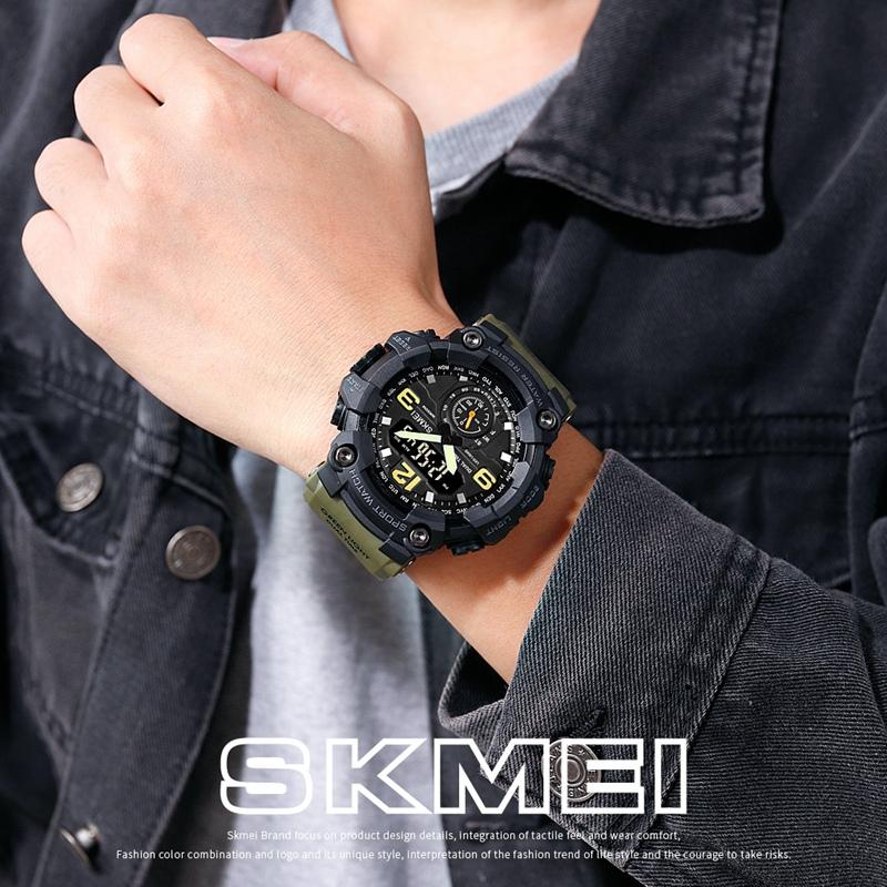SKMEI Shockproof Waterproof Digital Digita Wristwatch For Men Dual Movement LED Light Sport Quartz Watch Male Electronic Watches