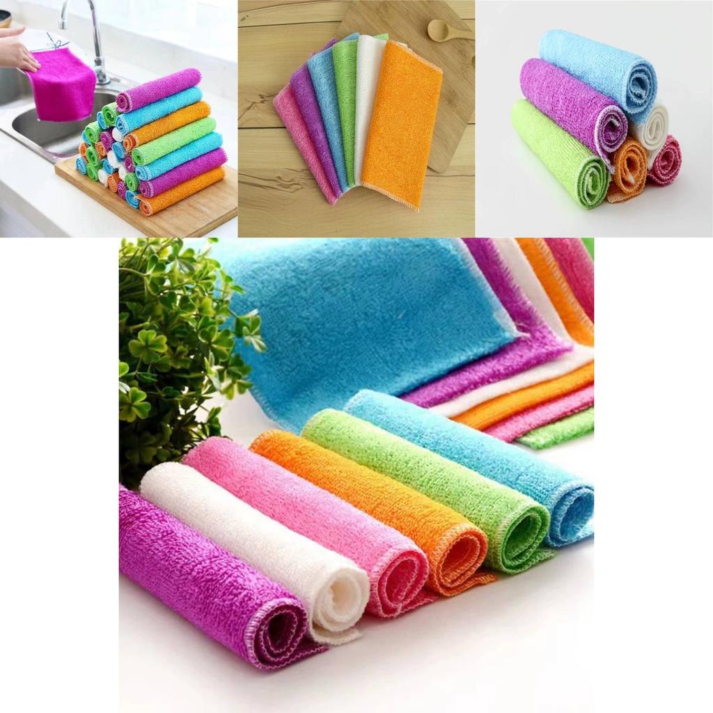 Fiber Double Layer Dish Towel With Oil Resistant Absorbent Non Shedding For Kitchen Cleaning