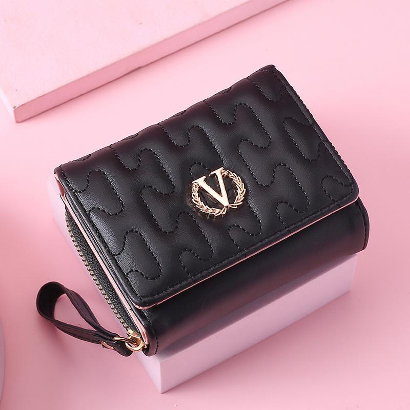 IELGY Ladies Short Wallet All-Match Embroidered Coin Purse