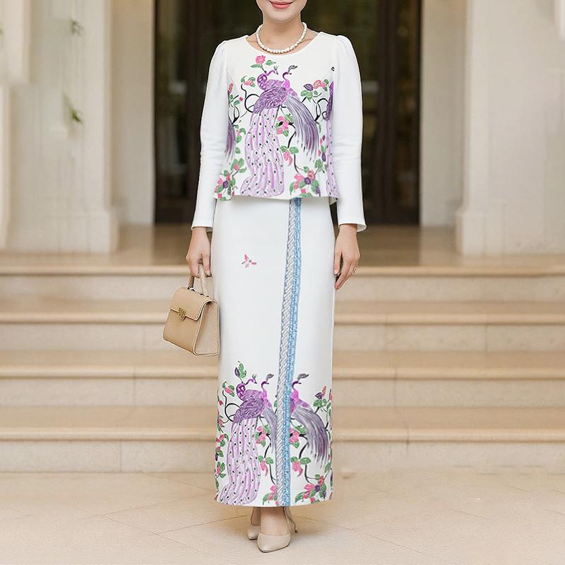 ZANZEA Women Long Sleeve Blouse and Long Skirts Casual Two Piece Suit Sets