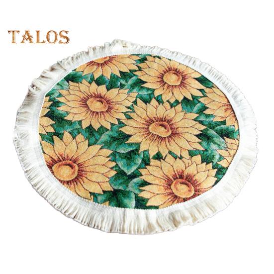 Tischset mit Quaste, pastoralem Stil, Blumen-Ölgemälde, ästhetische runde Form, Partys, Hochzeiten, Bankette, Tischdekoration, Abendessen-Matte