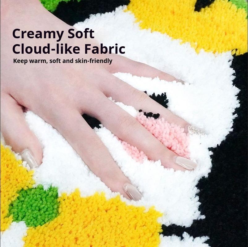 60x60cm Runder Cartoon Plüschteppich Wohnzimmerteppich Rutschfeste Punkte für Stuhlunterlage Badezimmer Heimdekoration Weich Flauschig Langflor