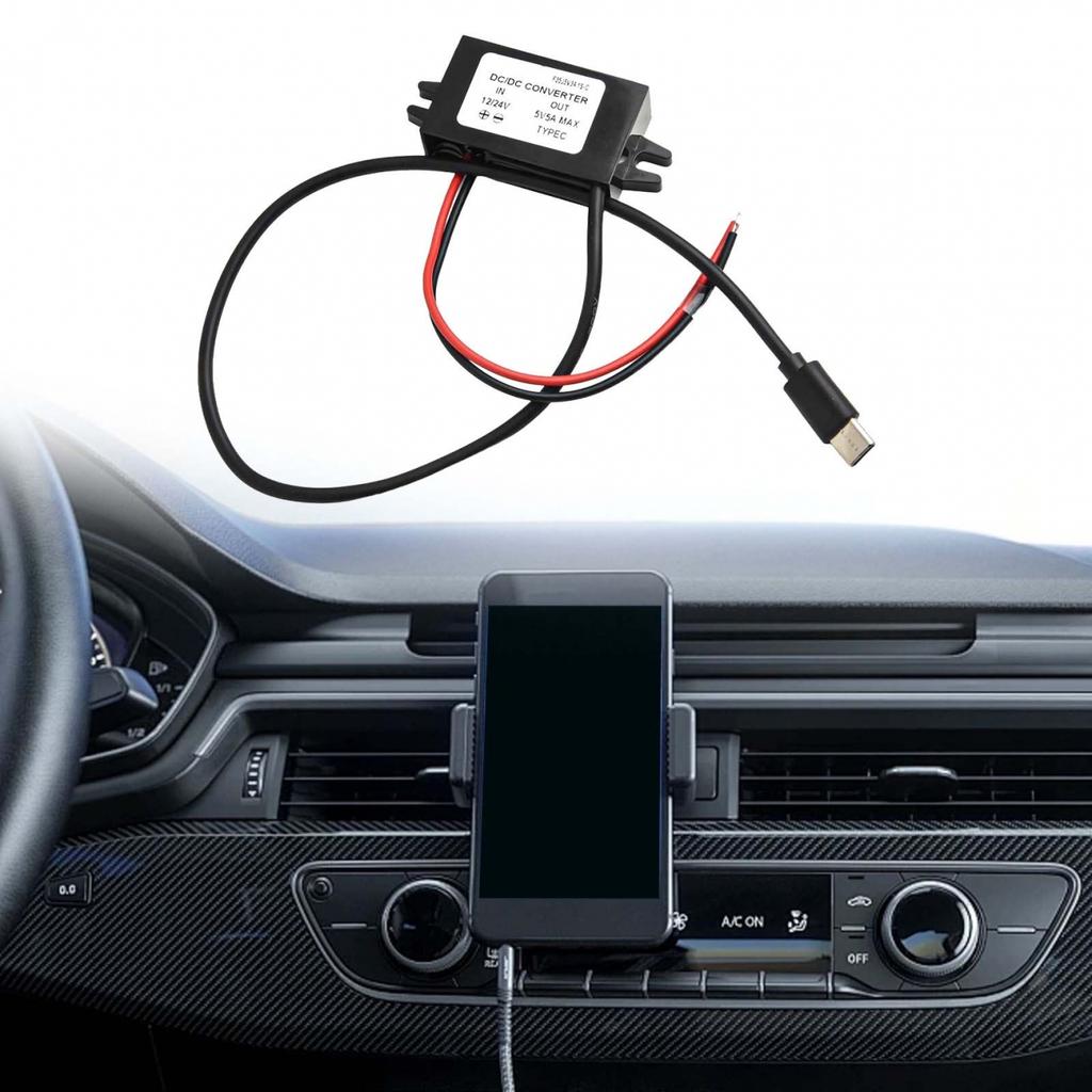Waterproof DC Converter USB C Adapter for 12V 24V Input to 5V Output Charging