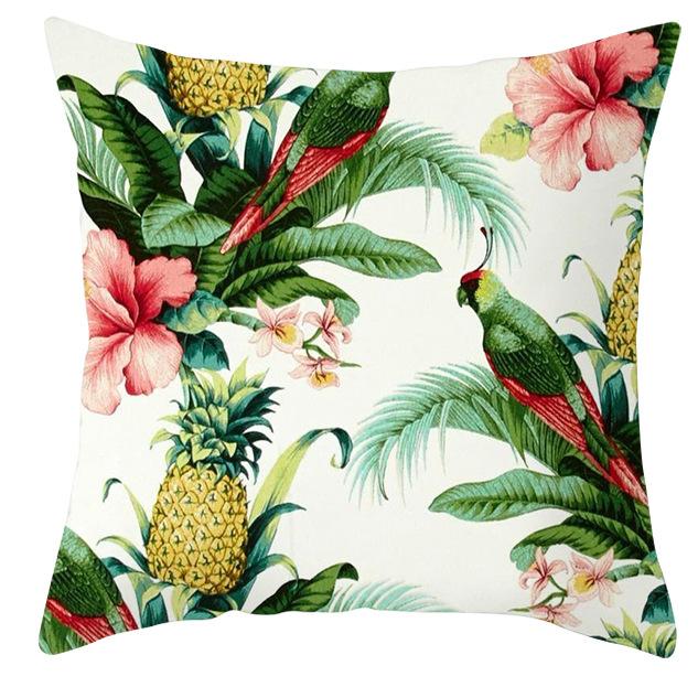 Parrot Toucan Floral Pillowcase Tropical Flowers Plants Print Cushions Cover Livingroom Sofa Decorative Throw Pillows Home Decor