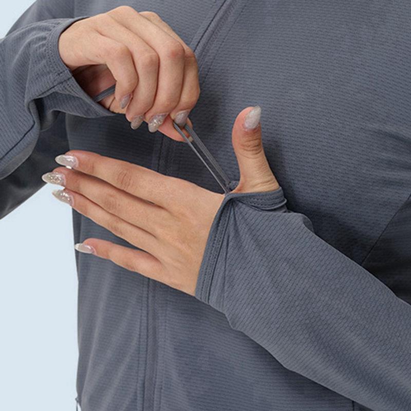 Summer Women's UPF50+ Hooded Sun Protection Cardigan Plus Size Sunscreen Coat Long Sleeve Light Jacket