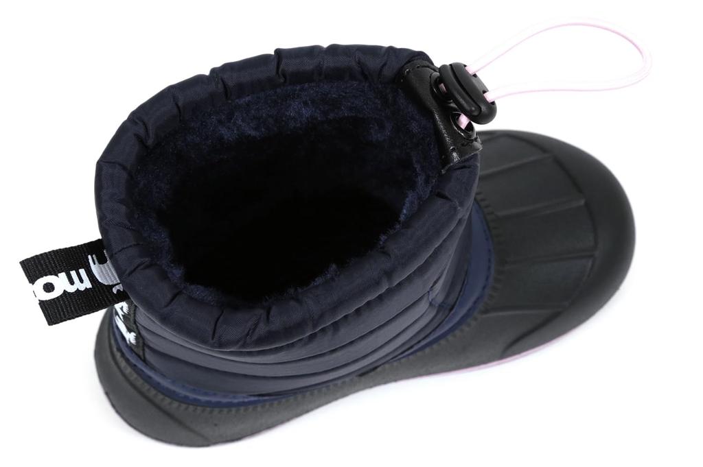 Mozu Bean Down Boots with Inner Boa and Elastic Cuffs, Winter Boots, Kids' Size, Navy, 16.0 Cm