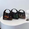 Yogodlns Retro Embroidery Crossbody Bags Adjustable Shoulder Straps Fashion Bucket Purses Small Satin Handbag