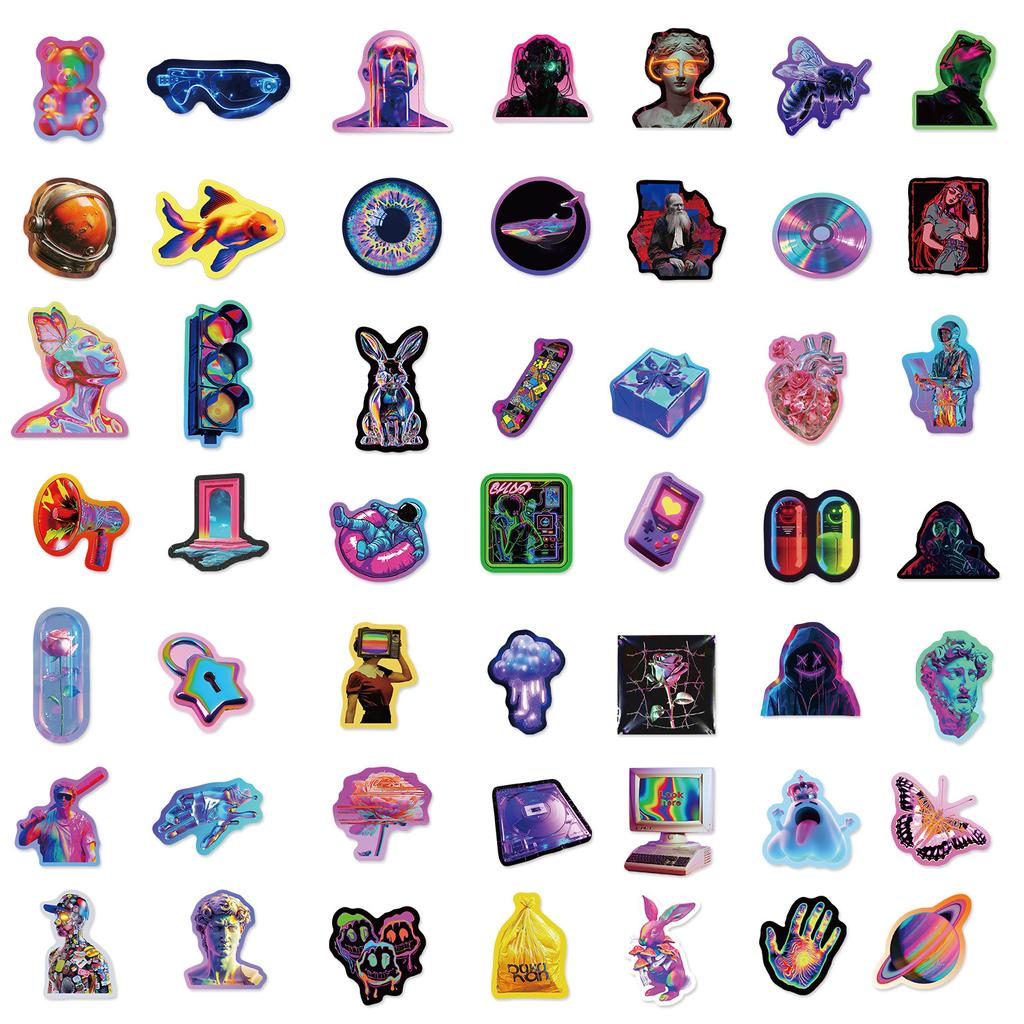 52 Colored Cyberpunk Stickers Decorate Guitar Laptop Suitcase DIY Waterproof Stickers
