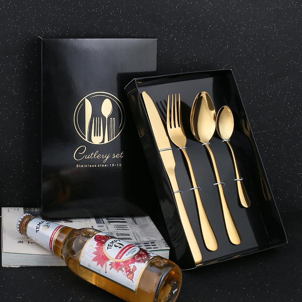 HANYANG 1010 Stainless Steel Cutlery Set Creative Colourful Western Steak Knife, Fork and Spoon Hotel Gift Colorful Box Set