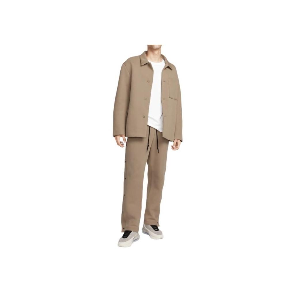 Nike Tech Fleece Reimagined Series Solid Single-Breasted Long-Sleeve Jacket Men Tops Brown FB8168-247