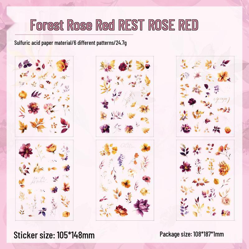 ZABC Cross-Cut Floral Theme Sticker Pack for Journals - Grass Flower Ballad Series