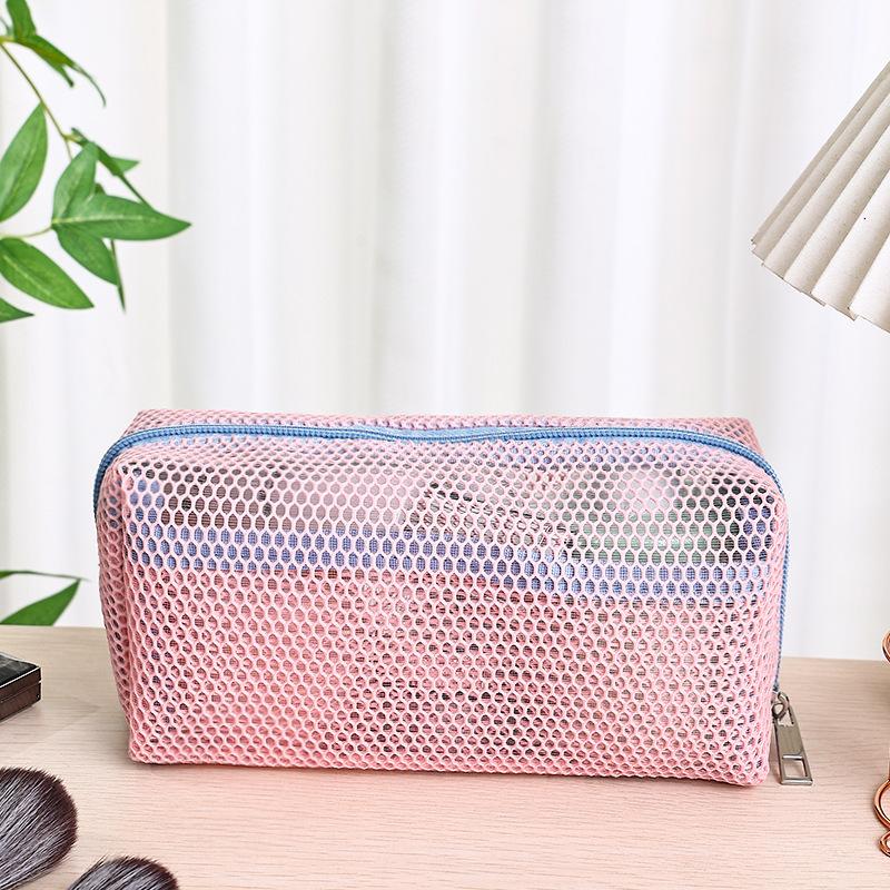 1PC Travel Black Mesh Cosmetic Bag Zipper Makeup Bag For Women Wash Toiletry Bag Makeup Organizer Portable Storage Pouch