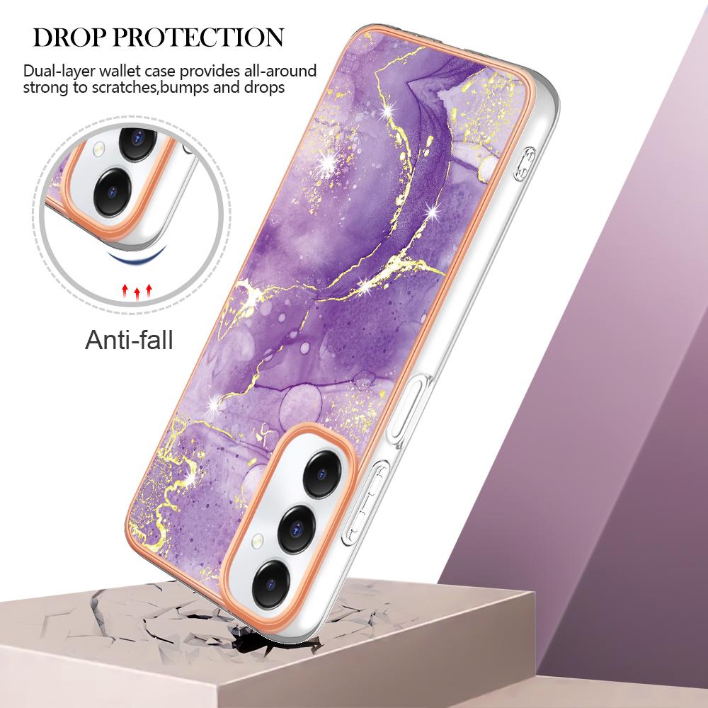 

For Samsung Galaxy A05s 4G TPU Case with IMD Marble Pattern Electroplated Back Cover Purple 002
