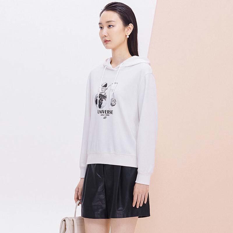 JESSIE Women's Cartoon Letter Print Hooded Drawstring Sweatshirt