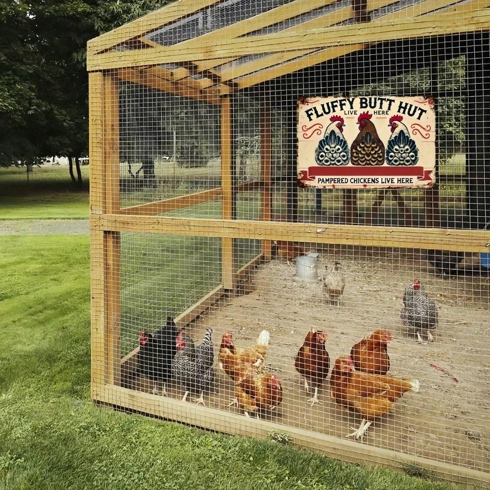 Funny Chicken Tin Sign Metal Farmhouse Wall Art