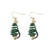 Plating Gold Party Earrings for Women Jewelry Gift Fashion Cartoon Christmas Tree Earrings Dangle Fashion Accessories for Women