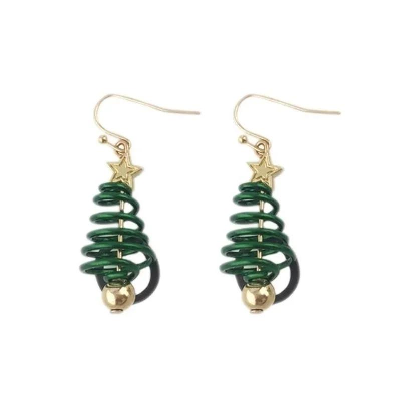 Plating Gold Party Earrings for Women Jewelry Gift Fashion Cartoon Christmas Tree Earrings Dangle Fashion Accessories for Women