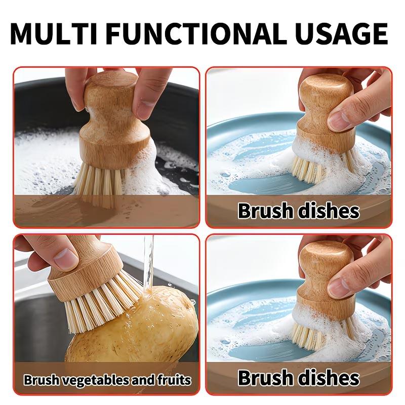 1PC Kitchen Cleaning Brush Wooden Dish Brush with Natural Sisal and Coconut Durable Portable Eco Friendly Zero Waste