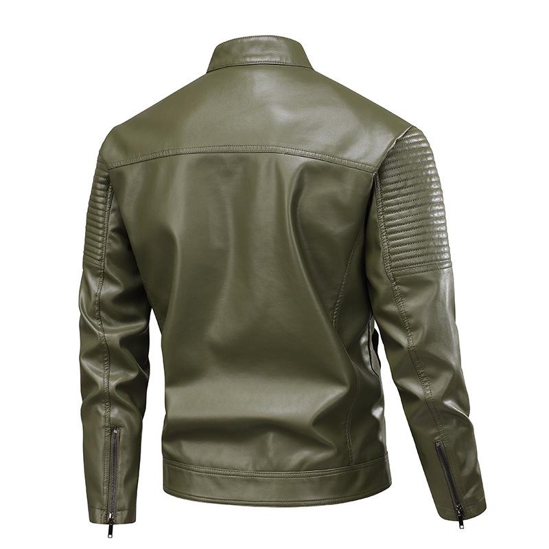 Men's Retro PU Leather Motorcycle Jacket with Stand Collar - Spring/Autumn 2025 Collection