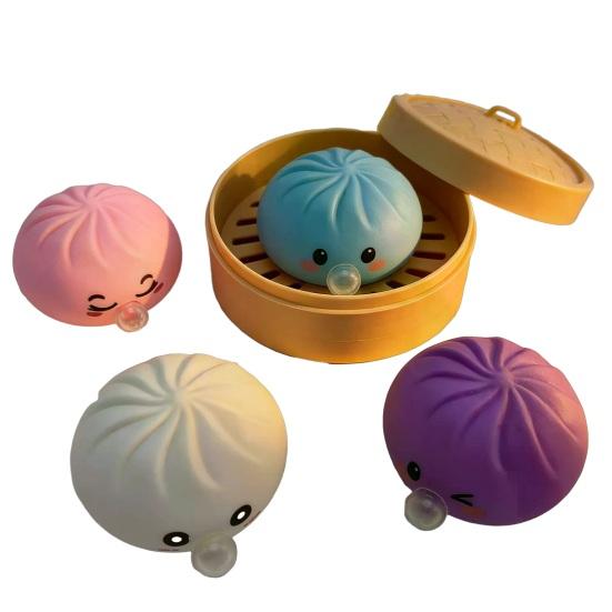 1/3/5Pcs Bubble Blowing Cartoon Dumpling Toy Stress Relief Steamed Bun Squeeze Toy Soft Stretchy Bubble Dough Ball Fidget Toy
