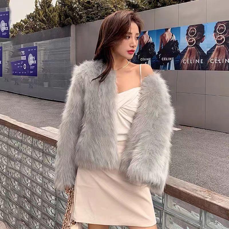 Fur Jacket Women's Autumn and Winter New Fox Fur Top with Cotton To Keep Warm and Thin, High-end Fluffy Coat To Wear Outside
