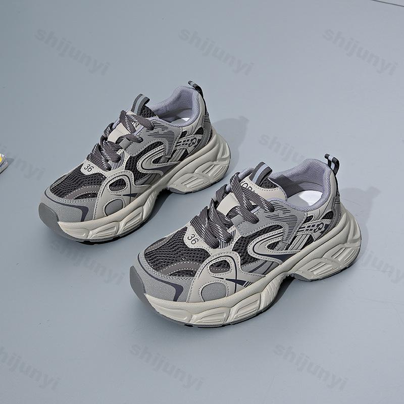 Fashion 2025 Spring New Women Shoes Non Slip Casual Shoes Breathable Mesh Comfortable Sneakers Lace-up Height Increase Vulcanized Shoes