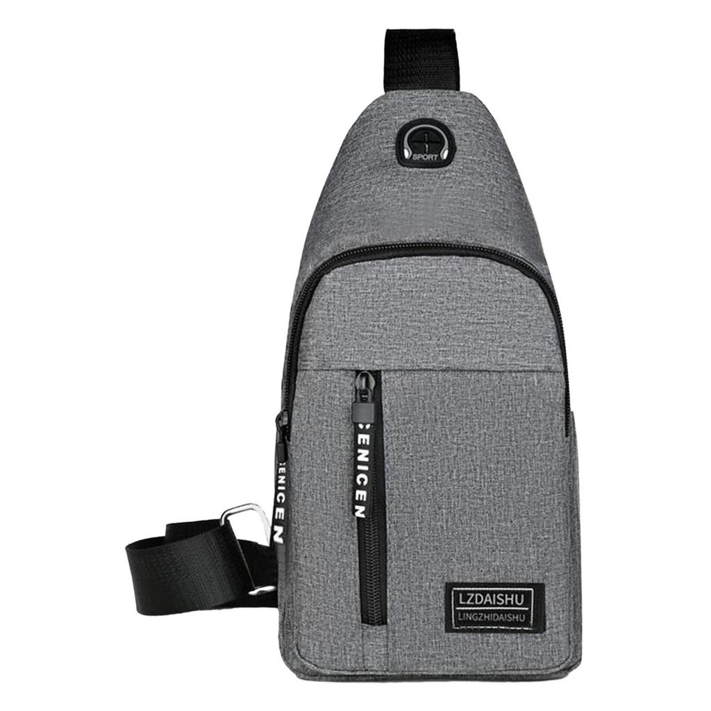 Mens Chest Bag Pack Sport Waterproof Casual Daypack with Earphones Cable Hole Shoulder for