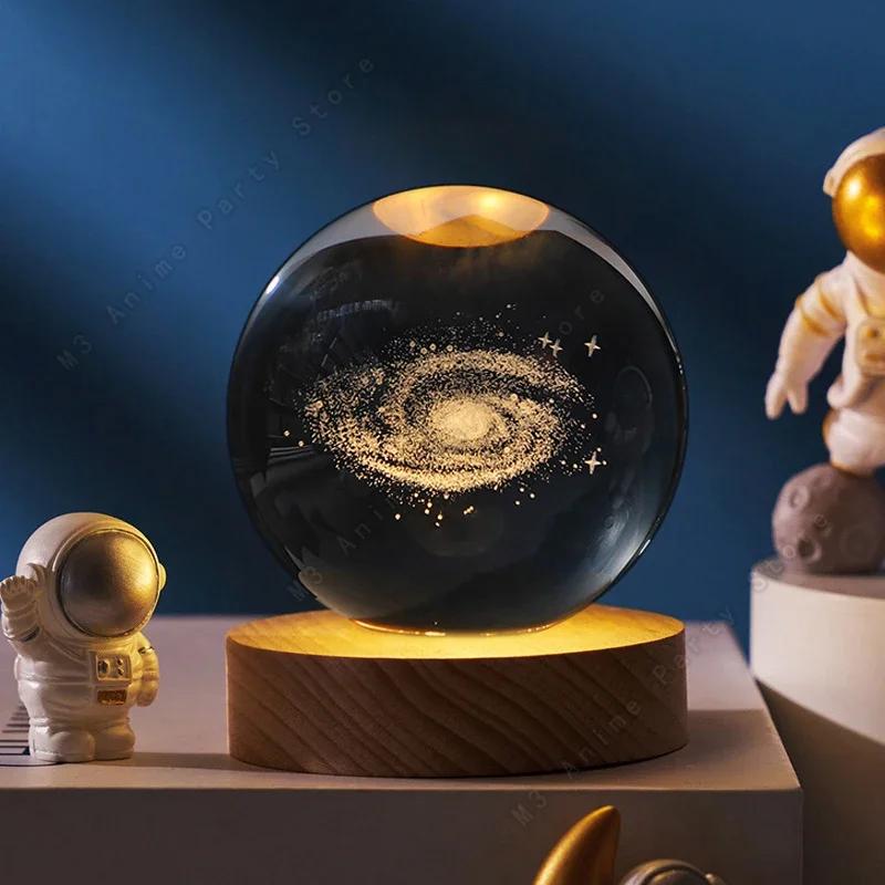 2025 New Bedroom Bedside Table Decoration For Friends Couples Heartfelt Gifts Creative 3D Luminous Crystal Ball LED Night Light