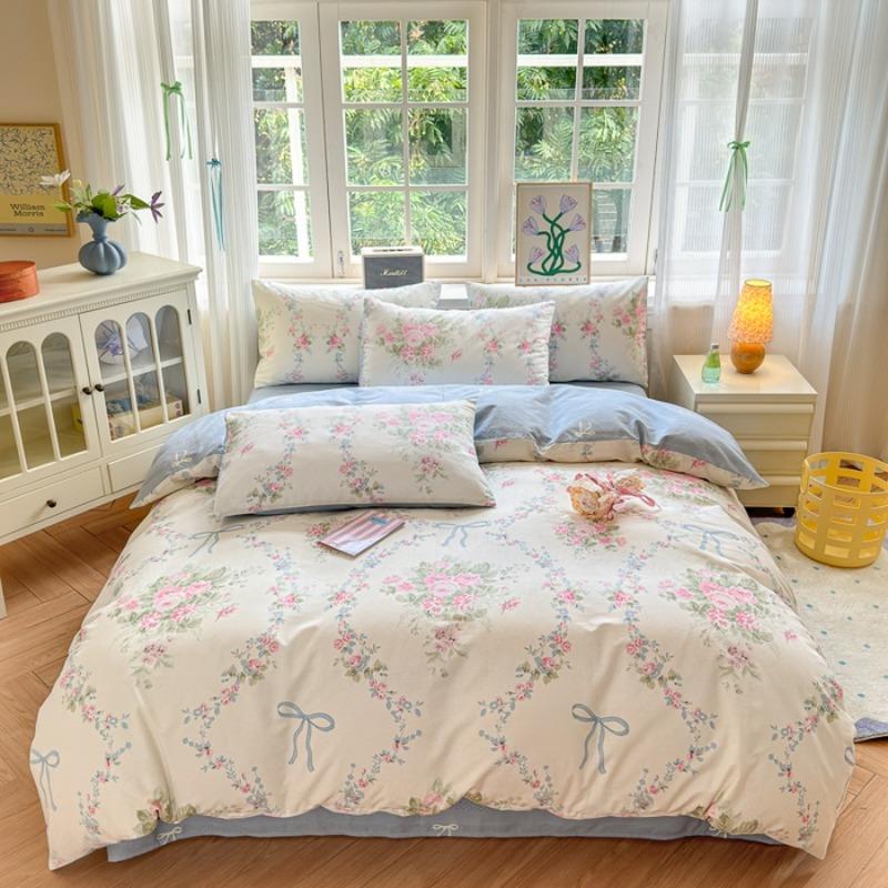 Floral Printed Duvet Cover 1Piece- 100% Cotton Luxury Bedding, Pre-Washed for Softness, for Bedroom Decor - Zipper Closure