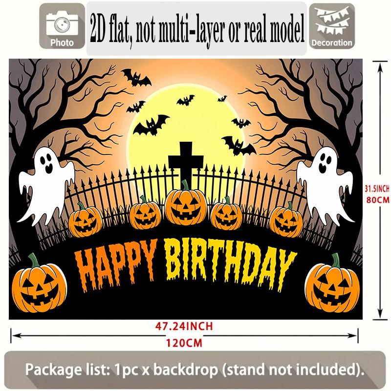 Party Backdrop Halloween Flat Banners Pumpkin Ghost Cross Graveyard Celebrations Wedding Event Photo Background Front Door Decor