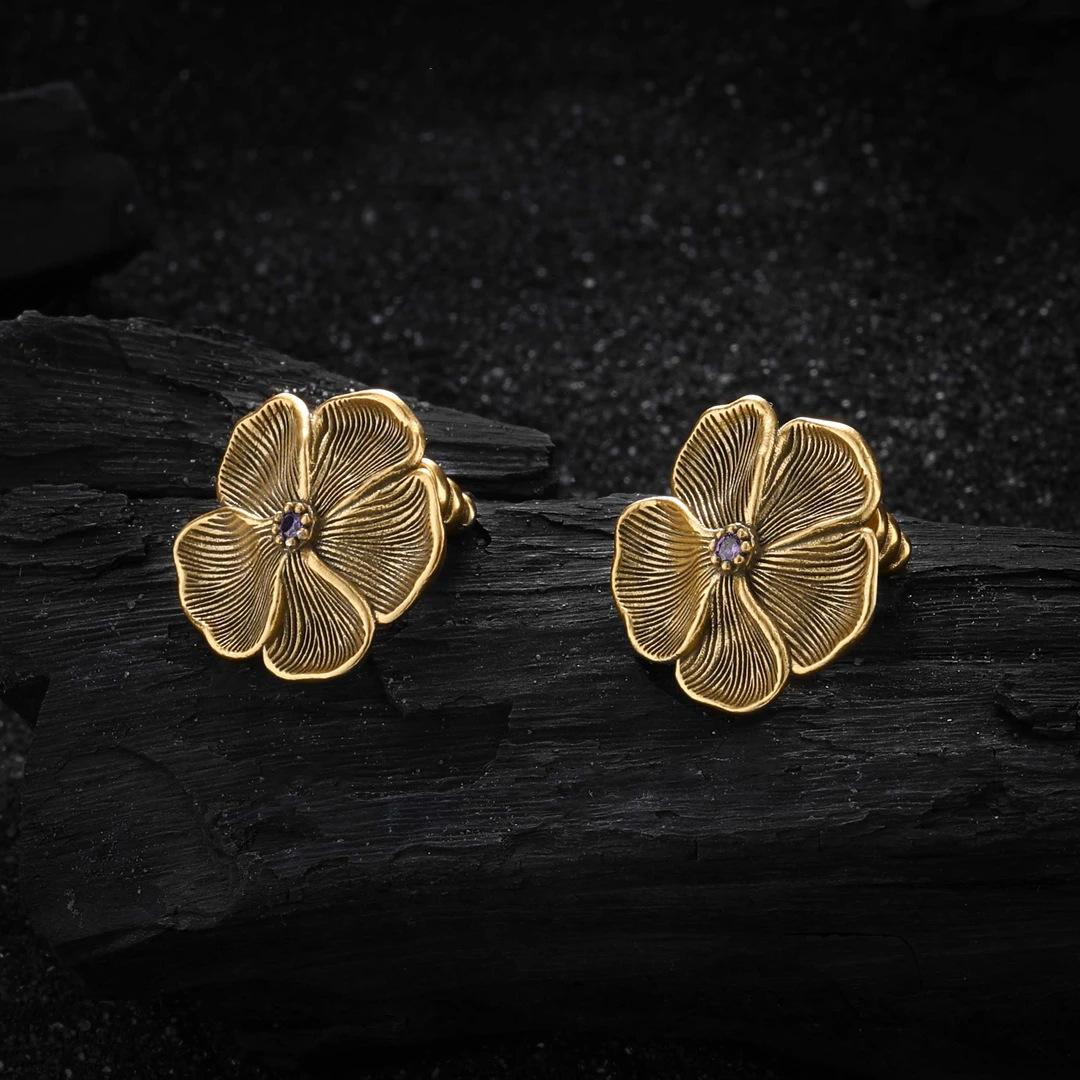 Sweet Zircon Gardenia Flower Stud Piercing Earrings For Women Vintage Fashion New Jewelry Gift Party Beach Vacation