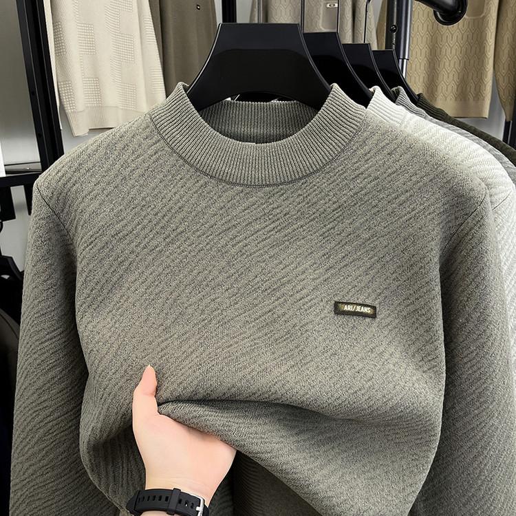 Herren Herbst/Winter Jacquard Strickpullover - Dick mit halbohem Kragen für lässige Wärme