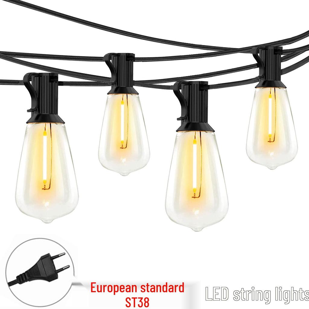 Best-Selling ST38 LED Globe String Lights - European Plug for Indoor/Outdoor Parties & Courtyard Decor