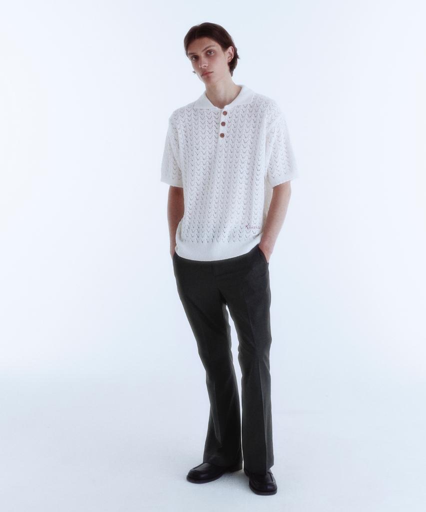 KINETO Crochet Knit Pique Shirt_Cream