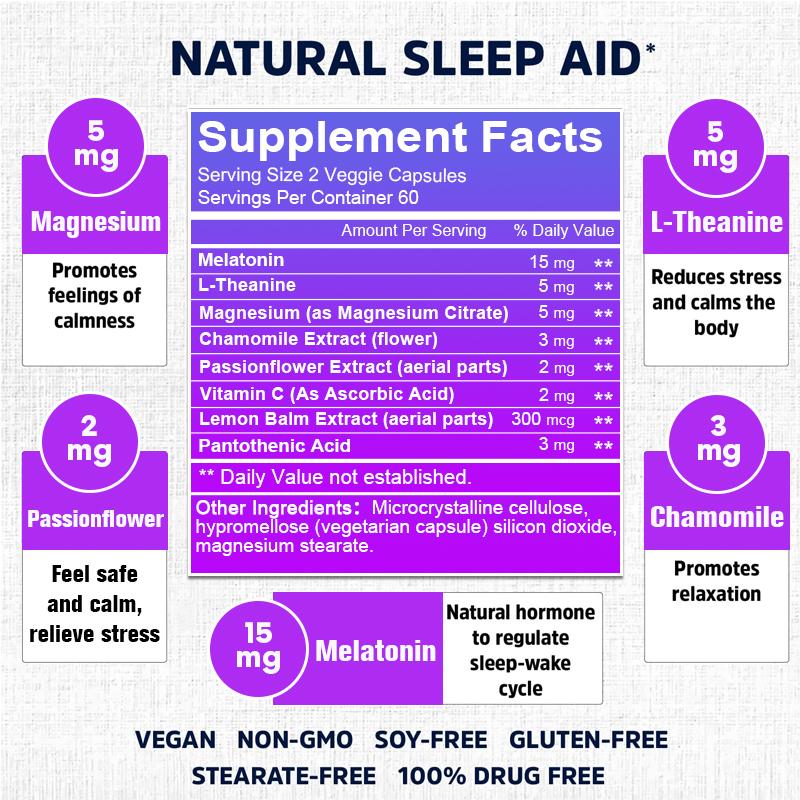 Taoters Herbaceous regulates daily routine and helps fall asleep with 120 capsules