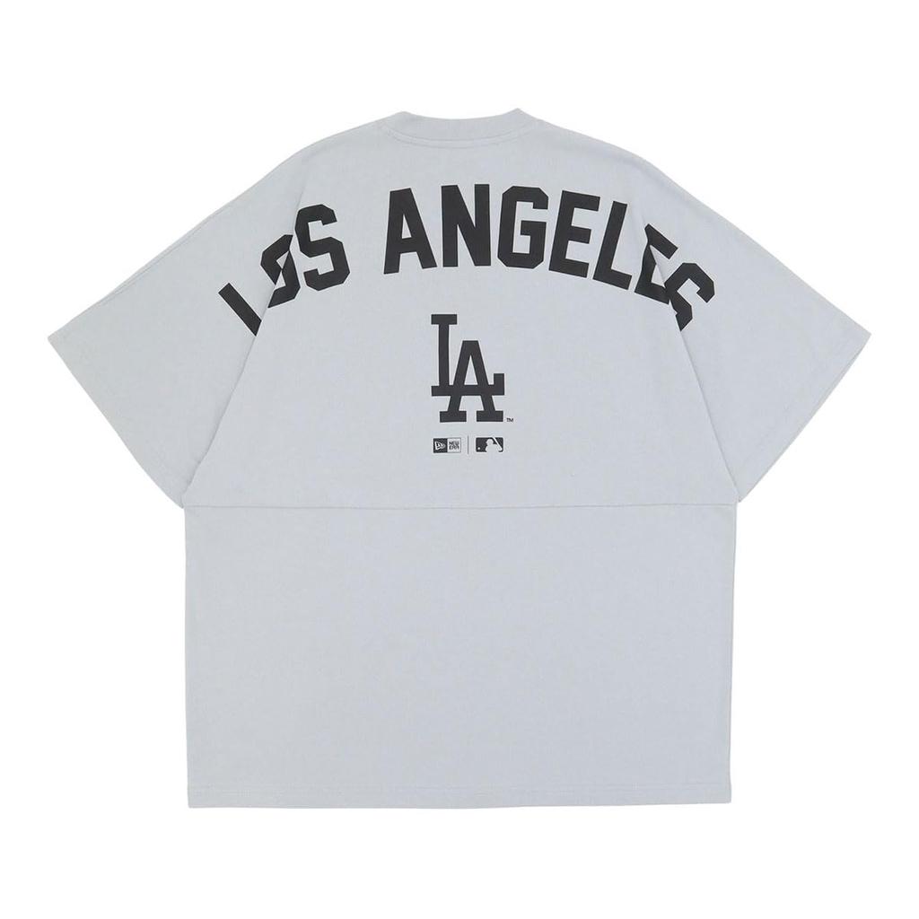New Era Drop Shoulder Tee 15171181 NER35A2954 LA Snow Gray Black Oversized MLB Apparel L T-Shirt S/S