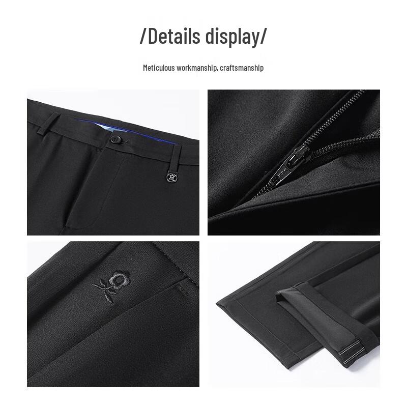 MONTAGUT Men's Summer Cooling Easy-Care Straight-Leg Trousers